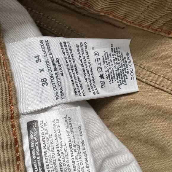 Vtg Dockers Corduroy Pants Slacks 38x34 Brown Khaki Flat Front Western Preppy - Picture 9 of 10